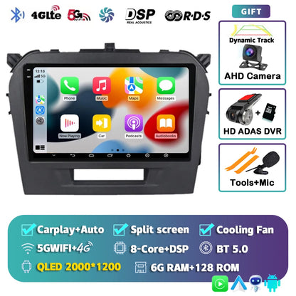 Autoradio 9" Android 14 Carplay para Suzuki Vitara 2015-2019, GPS WiFi+4G