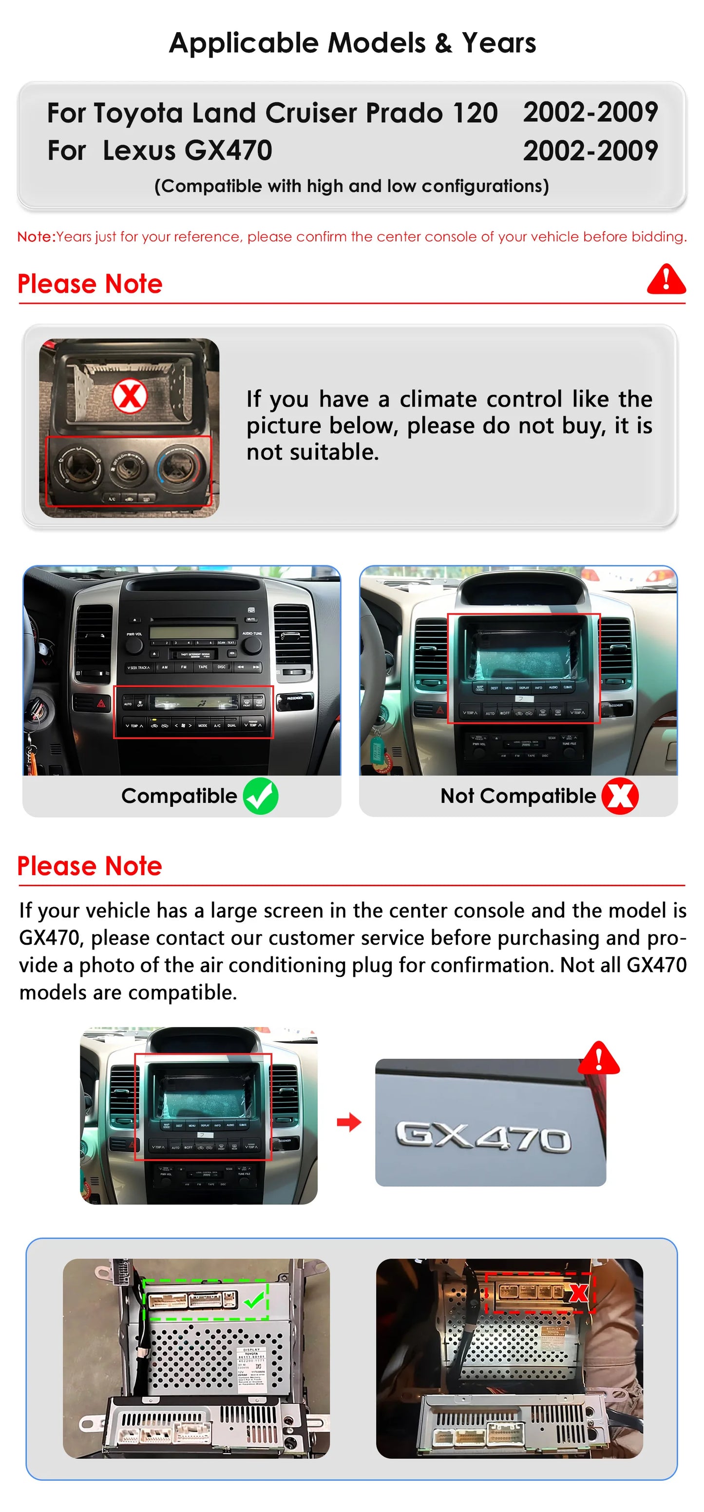 Autoradio Android 13 da 9,7" Double Din per Land Cruiser Prado 120 / Lexus GX470 2002-2009