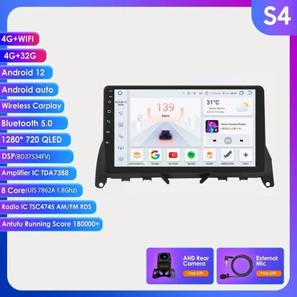 Autoradio 9" 2 Din Android 13 per Mercedes Benz Classe C W204 S204 2007-2010