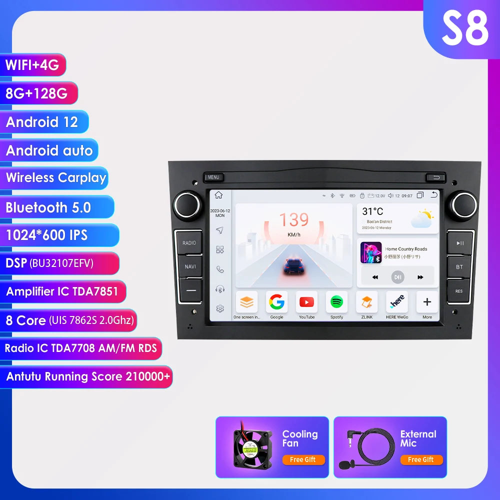 Autoradio da 7" per Opel Astra H/J 2004-2010 Corsa C/D 2004-2013