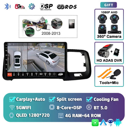 Autoradio Android 14 con CarPlay 9" 2Din per Volvo S60/V60 2011-2020