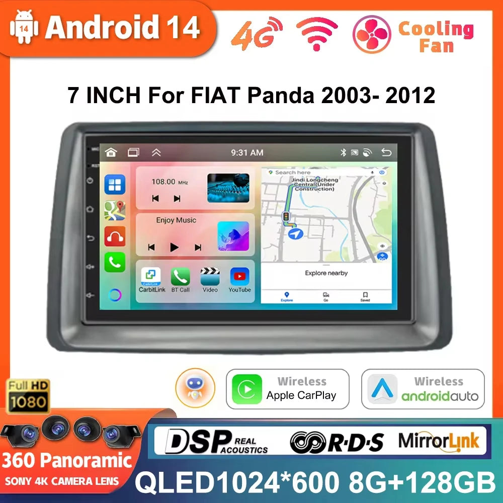 Multimediale Android CarPlay da 7" per Fiat Panda 2003-2012