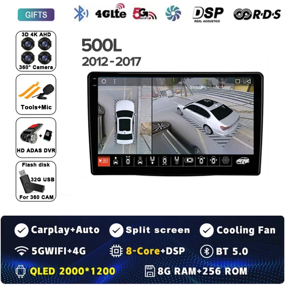 10.1" 2DIN Car Stereo for Fiat 500L/Egea/Doblo 2012-2017