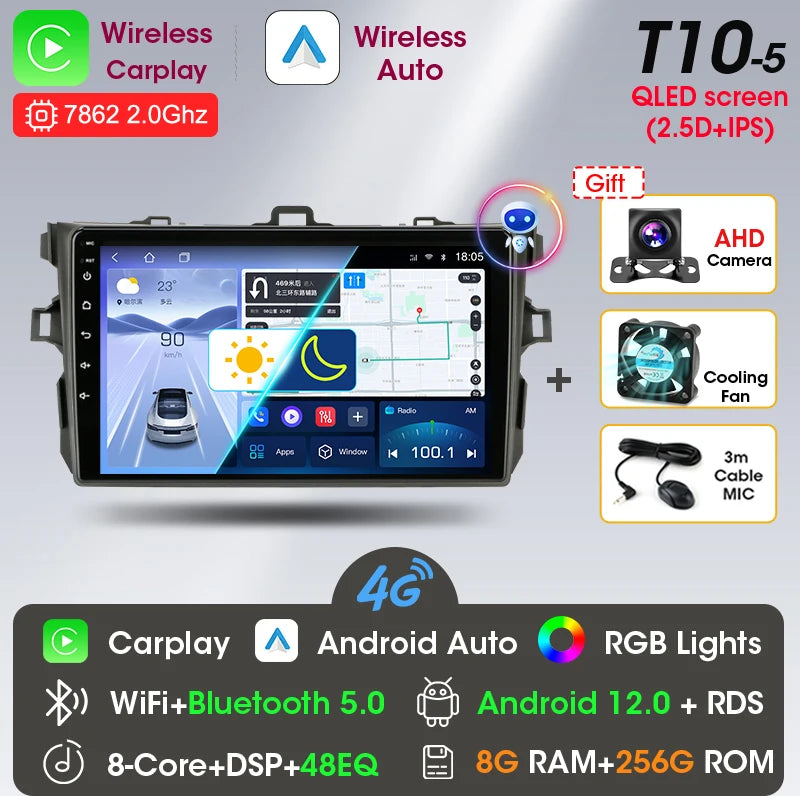 9" 2DIN Android Car Stereo for Toyota Corolla 2006-2012