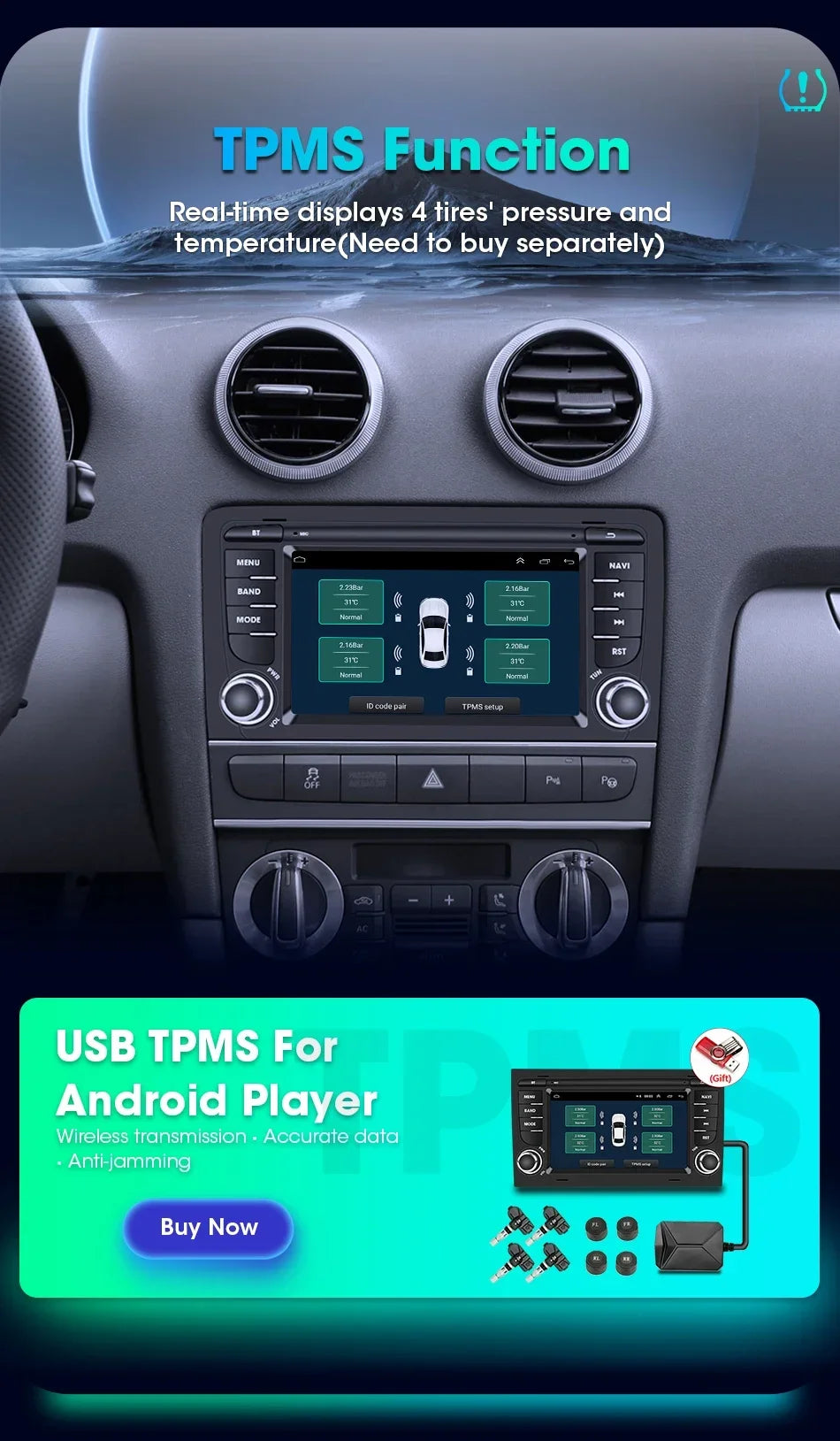 A3 Navigator: Radio 7" Android CarPlay AutoRadioCanario
