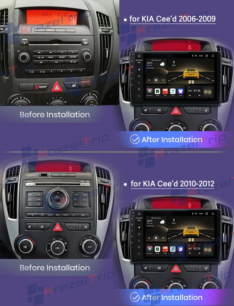 KIA CEED: Stereo 9" Doble Din Android 12 AutoRadioCanario