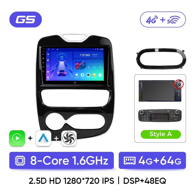 Autoradio Android 13 2DIN da 9" per Renault Clio 4 2012-2019