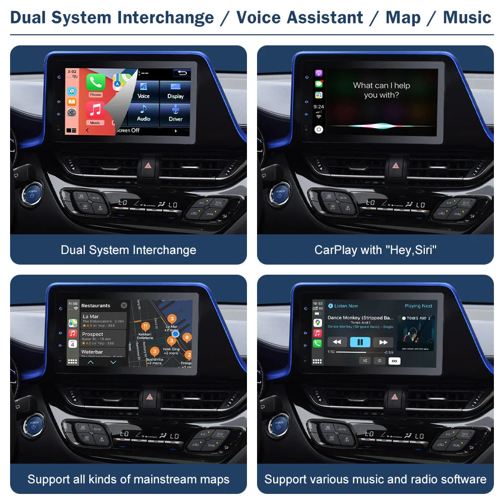 Wireless Android Auto CarPlay Adapter for Toyota Prius, C-HR, Avalon and more