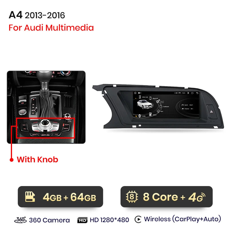 CarPlay Android Auto 8.8" 1 Din for Audi A4L 2009-2016