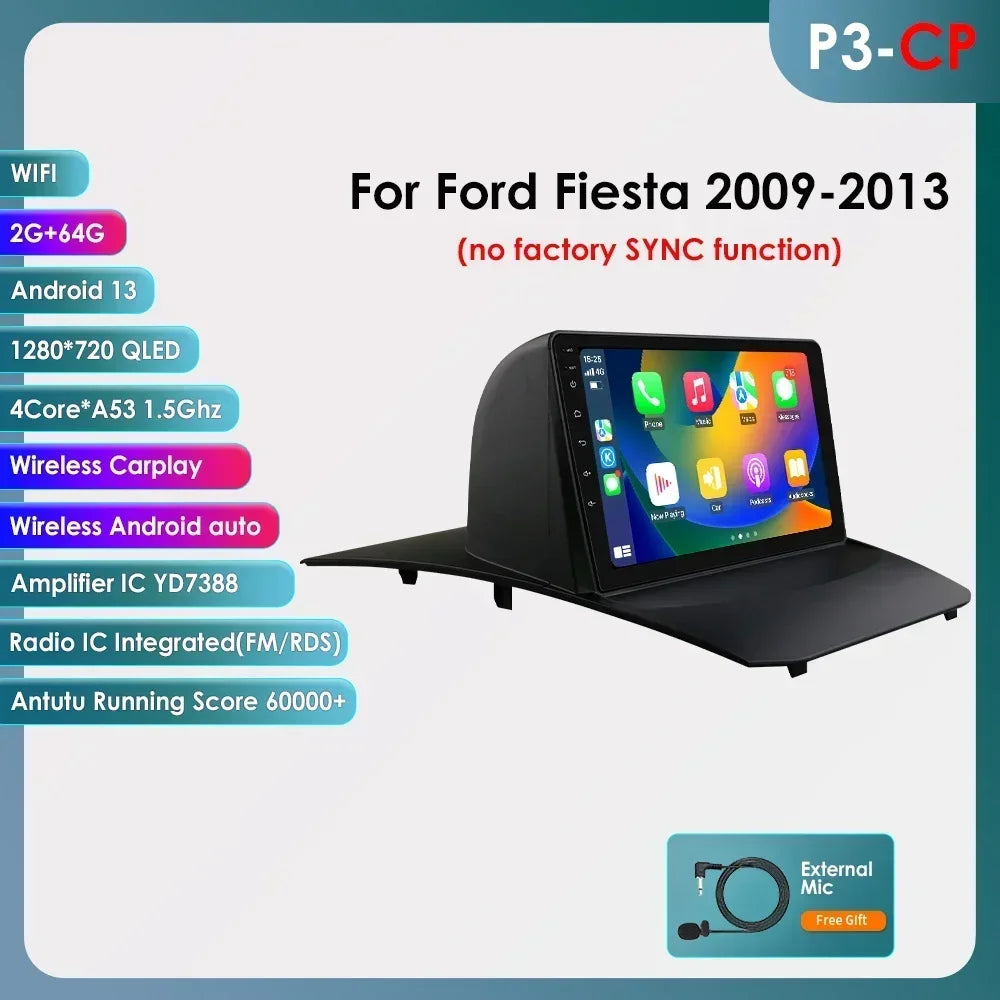 9" Double Din Android Car Stereo for Ford Fiesta 2009–2017