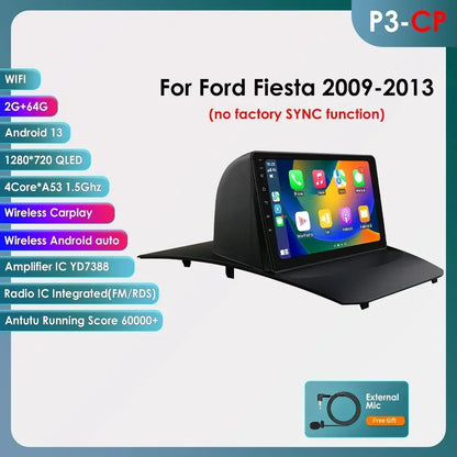 9" Double Din Android Car Stereo for Ford Fiesta 2009–2017