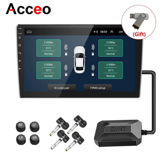 Sistema ACCEO USB TPMS per navigazione Android con 4 sensori