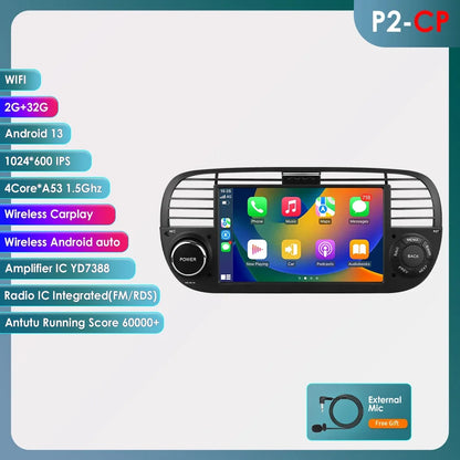 7 Inch 7862 AI 2din Android 13 Car Radio for Fiat 500 2007-2014 with GPS, CarPlay and 4G
