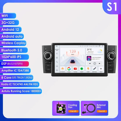 CarPlay e Android Auto 7" per Fiat Grande Punto 2007-2012