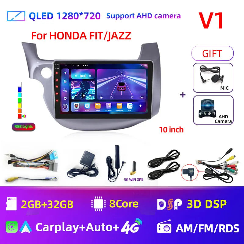 Car radio Honda Fit Jazz 2008-2013 10" Android 12 Double Din