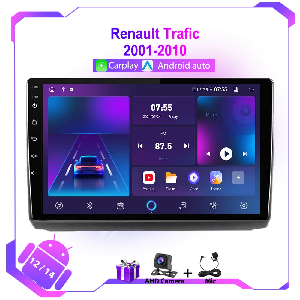 Multimedia Android 10" para Renault Trafic 2001-2010, Navegación y CarPlay
