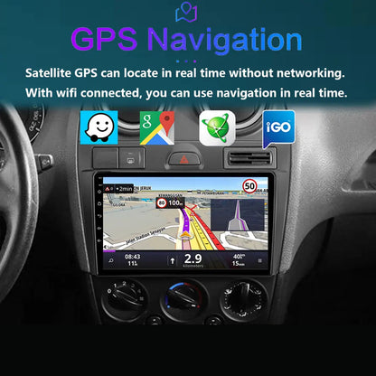 Radio Android 12 CarPlay, 9" 2 Din per Ford Fiesta MK6 2002-2008