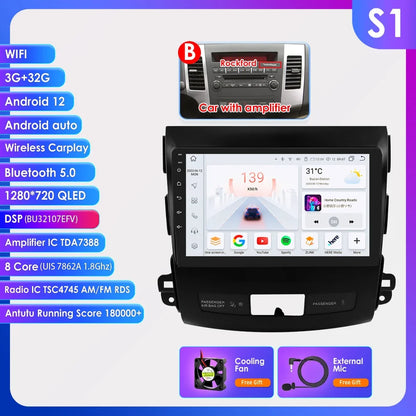 Car radio 9" 2 DIN for Mitsubishi Outlander 2005-2011