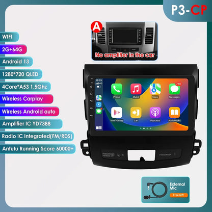 Car radio 9" 2 DIN for Mitsubishi Outlander 2005-2011