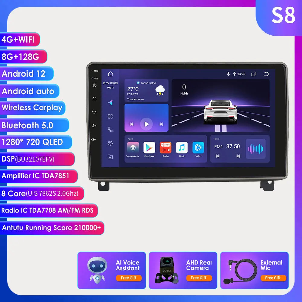 Autoradio GPS da 9" Peugeot 407 CC SW 2004-2011 CarPlay 2DIN