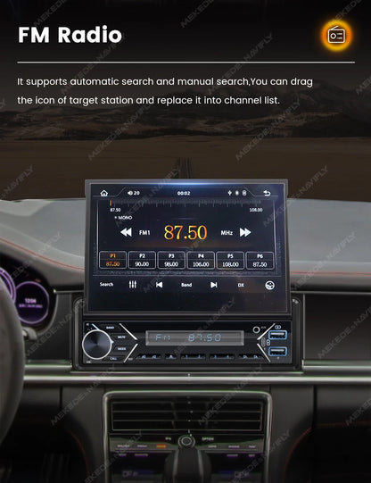 7" Universal Retractable Car Radio, Carplay and Android Auto