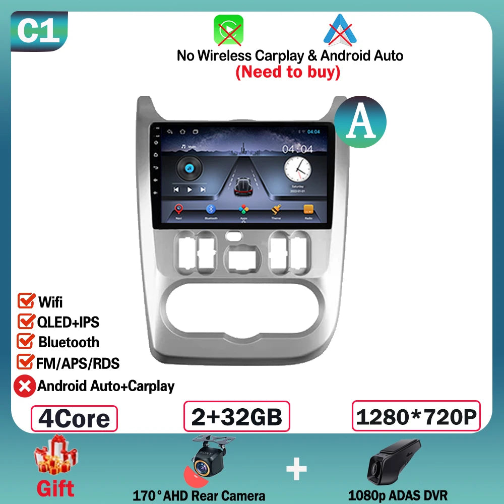 Android 13, 9" One Din, per Dacia Duster 2009-2015