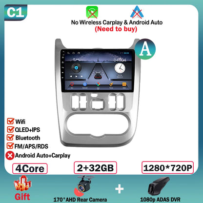 Android 13, 9" One Din, per Dacia Duster 2009-2015