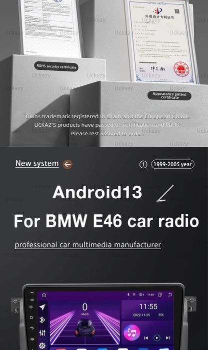 Autoradio da 9" per BMW E46 M3 318/320/325/330/335 (1999-2005) - Android Auto, Apple CarPlay, QLED