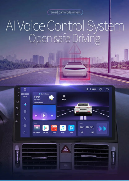 Autoradio 9" 2 Din Android 13 per Mercedes Benz Classe C W204 S204 2007-2010