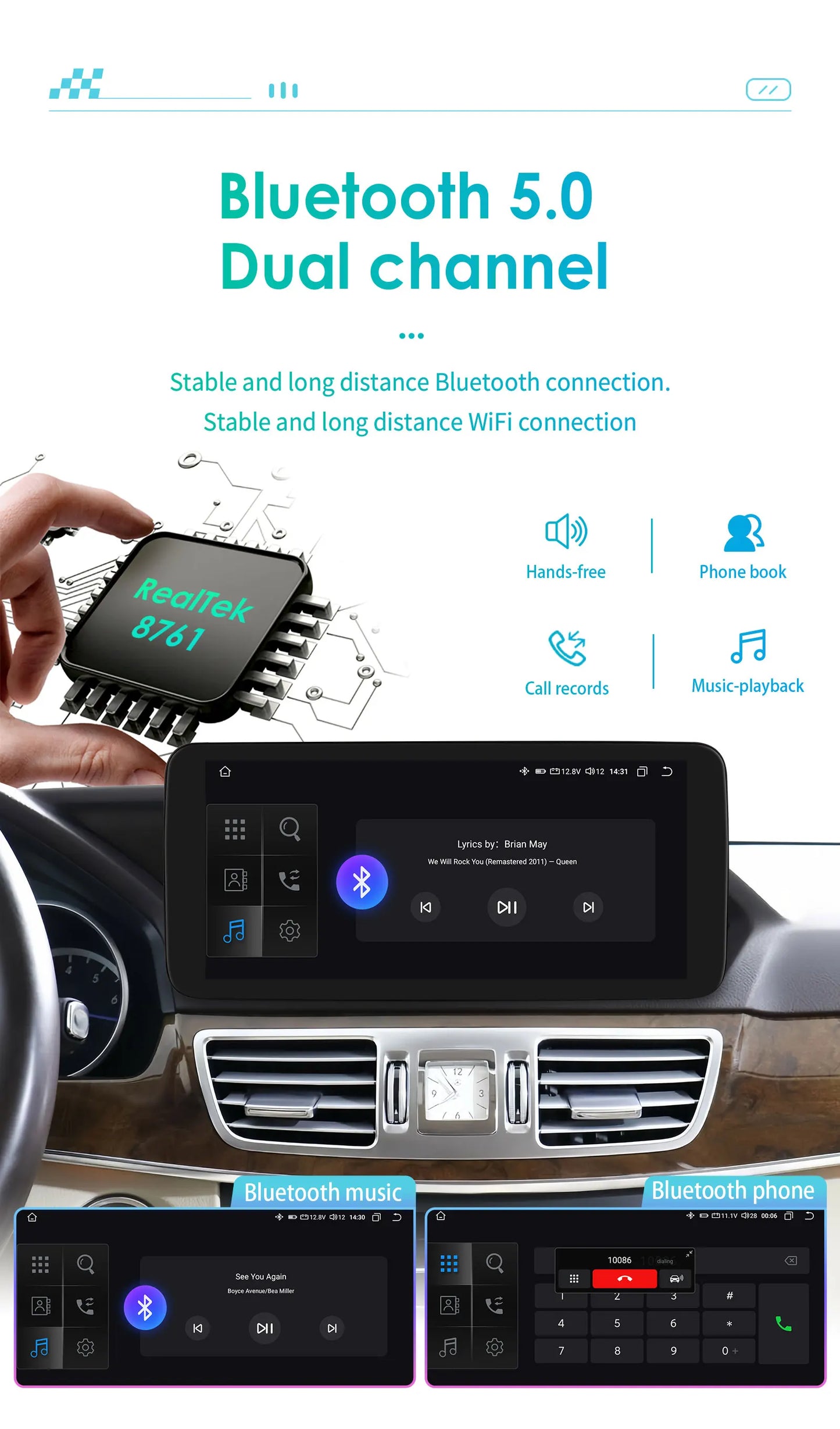 Autoradio 10.25" 2 Din Android CarPlay per Mercedes-Benz Classe C W204 S204 2008-2010