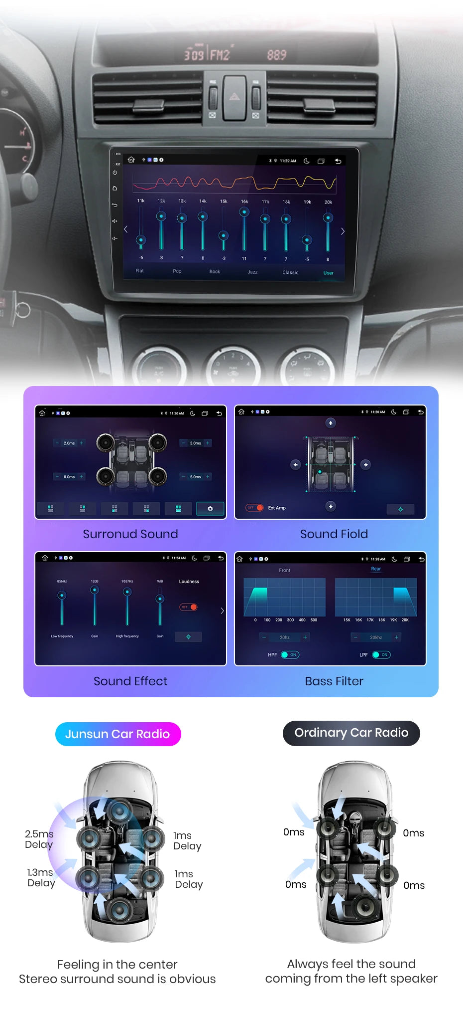 Car radio 9" 2DIN Android 12 for Mazda 6 2007-2012