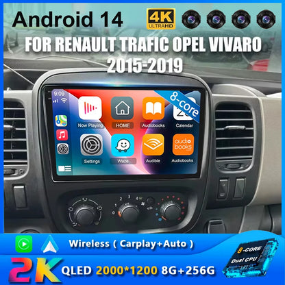 Autoradio Android 14 da 9" con CarPlay per Renault Trafic 3 2014-2021, Opel Vivaro B, 2014-2018