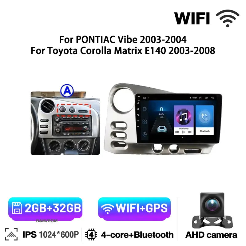 Autoradio Bluetooth per PONTIAC Vibe 2003 2004 per Toyota Corolla Matrix E140 2003-2008 Carplay Android GPS FM Smart Car System