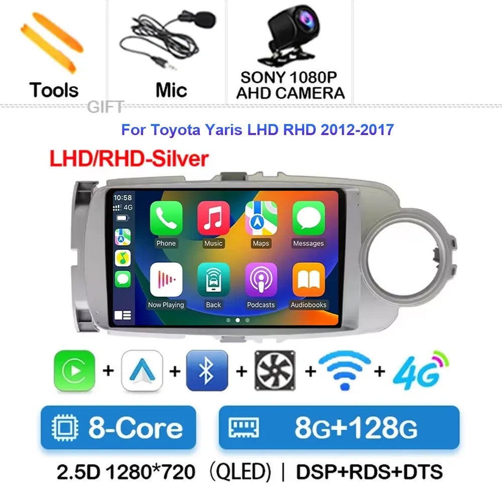 Radio Carplay Android 14 Toyota Yaris 2012-2017 9" GPS WiFi