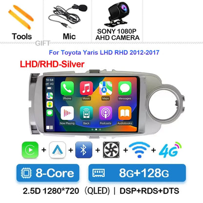 Radio Carplay Android 14 Toyota Yaris 2012-2017 9" GPS WiFi