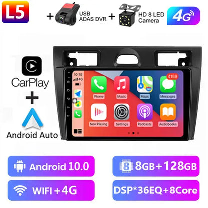 Radio Android 12 CarPlay, 9" 2 Din per Ford Fiesta MK6 2002-2008