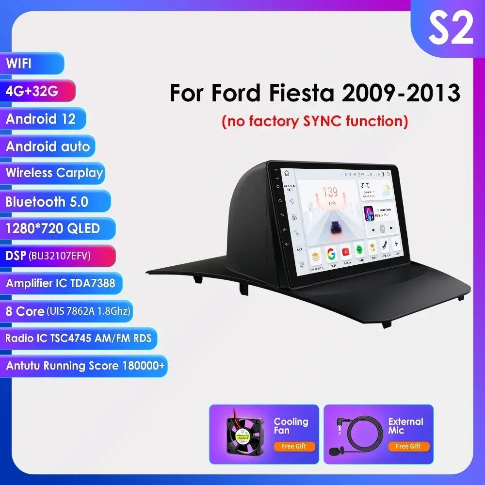9" Double Din Android Car Stereo for Ford Fiesta 2009–2017
