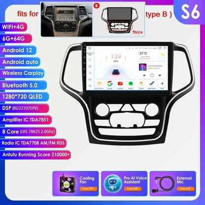 Hizpo 10.1" 2DIN CarPlay Android 13 per Jeep Grand Cherokee 2014-2022