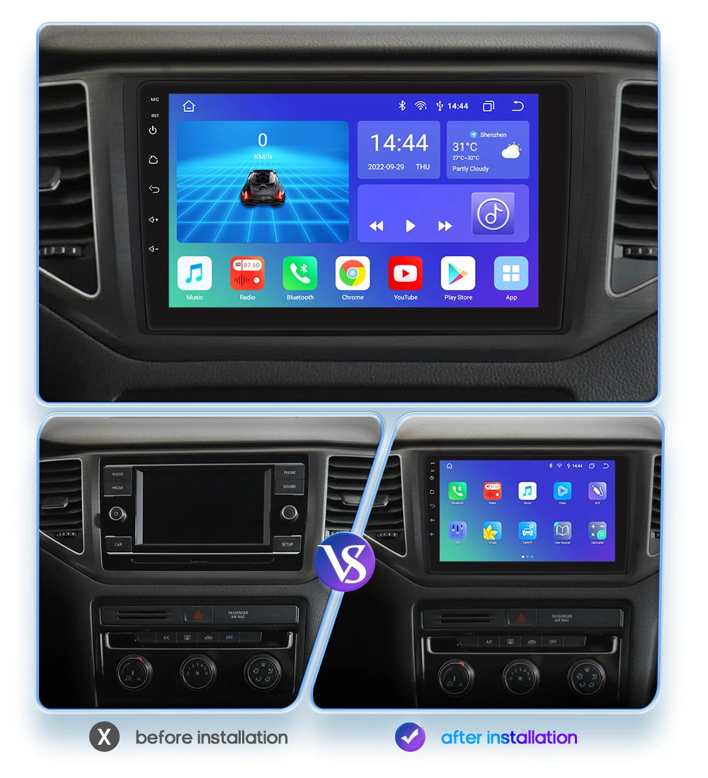9" 2DIN Android 13 Car Stereo for VW T-Roc T-Cross Polo 2018-2021