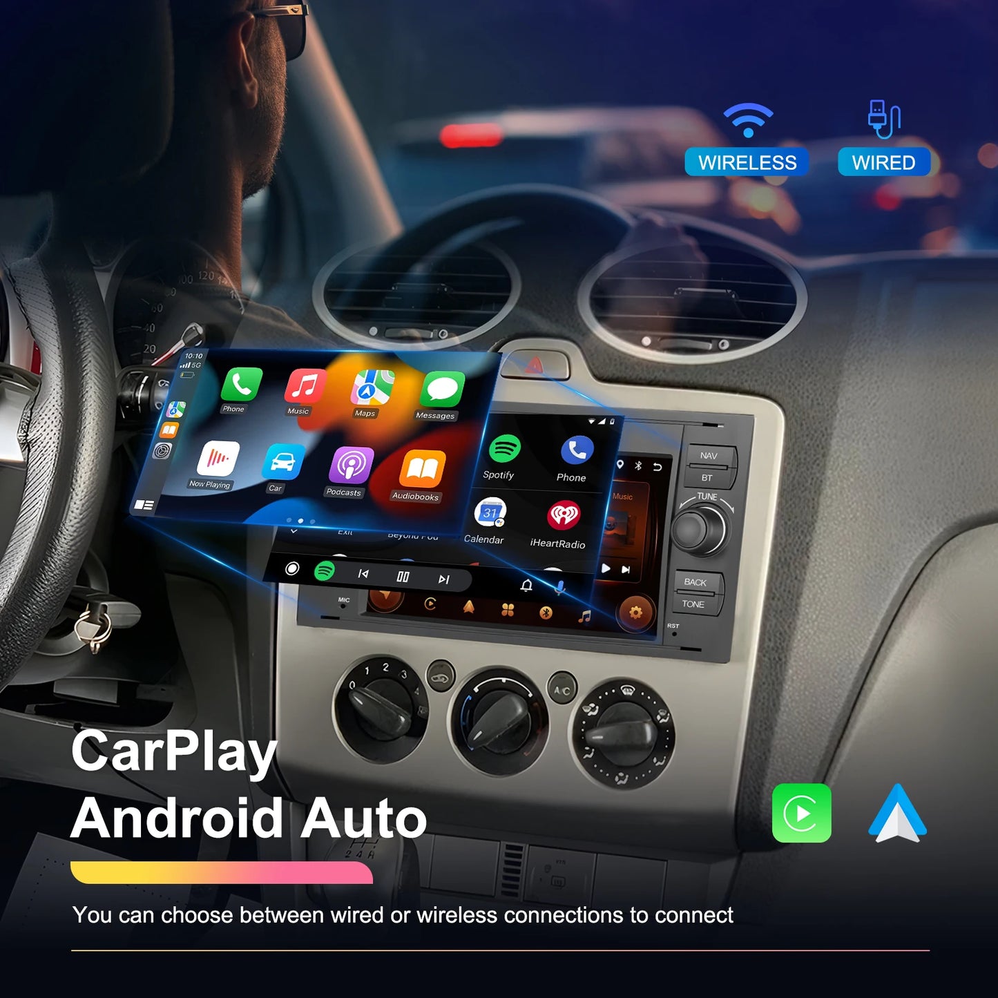 Autoradio 7" Double Din per Ford Kuga 2008-2011 - CarPlay, Android Auto, GPS e riproduzione multimediale
