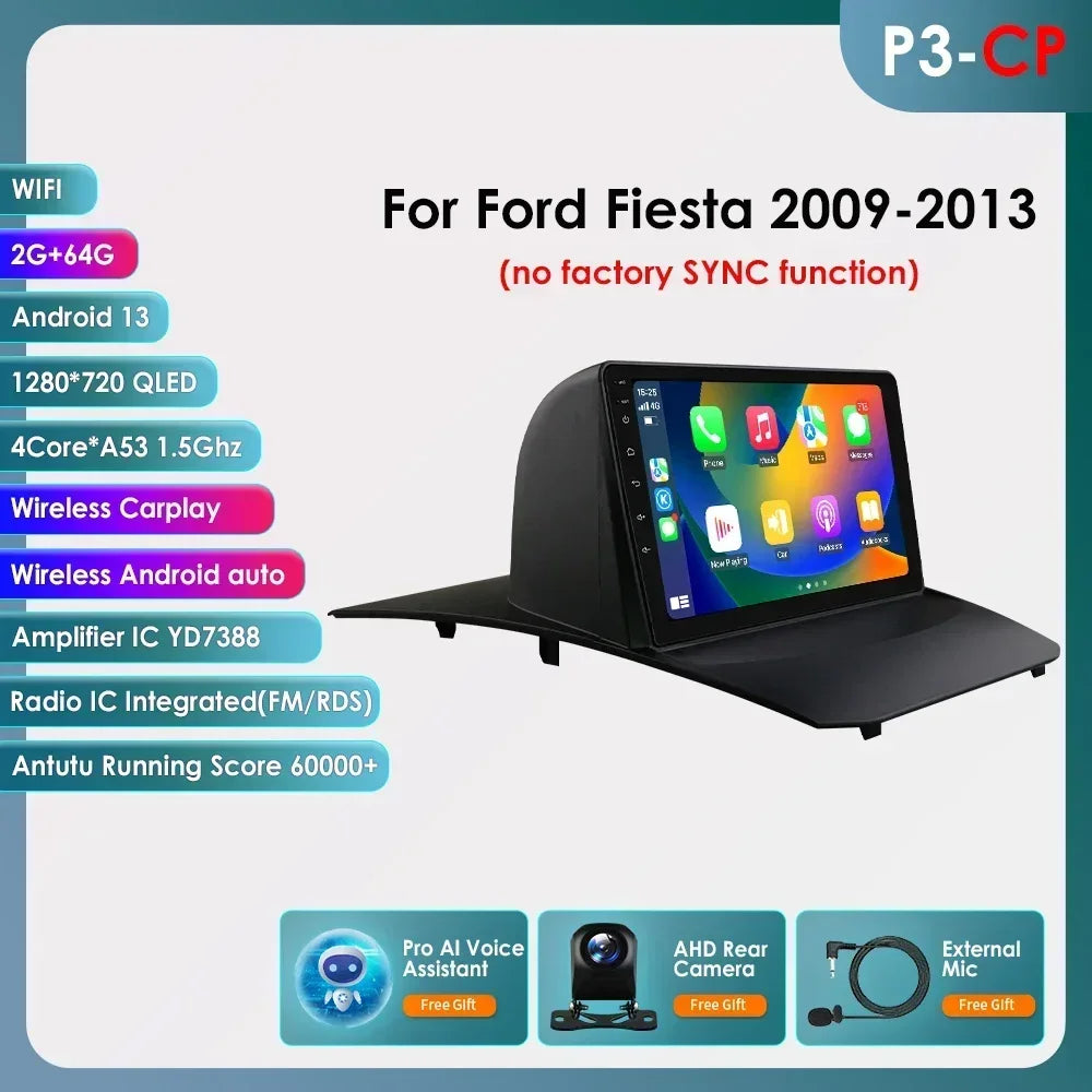 9" Double Din Android Car Stereo for Ford Fiesta 2009–2017
