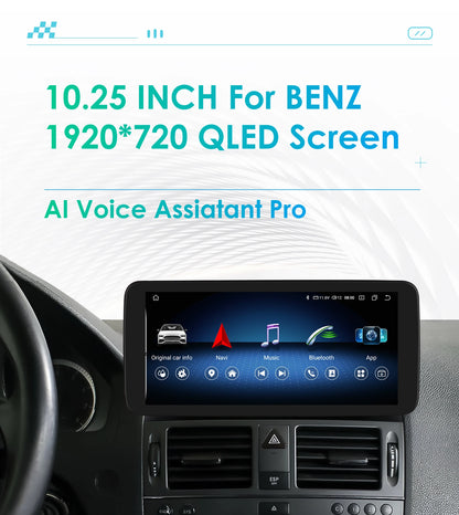 Autoradio 10.25" 2 Din Android CarPlay per Mercedes-Benz Classe C W204 S204 2008-2010