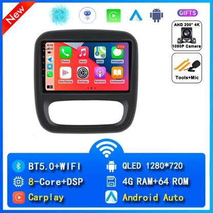 Autoradio Android 14 da 9" con CarPlay per Renault Trafic 3 2014-2021, Opel Vivaro B, 2014-2018