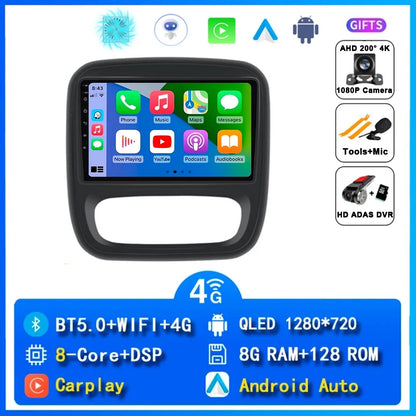 Autoradio Android 14 da 9" con CarPlay per Renault Trafic 3 2014-2021, Opel Vivaro B, 2014-2018