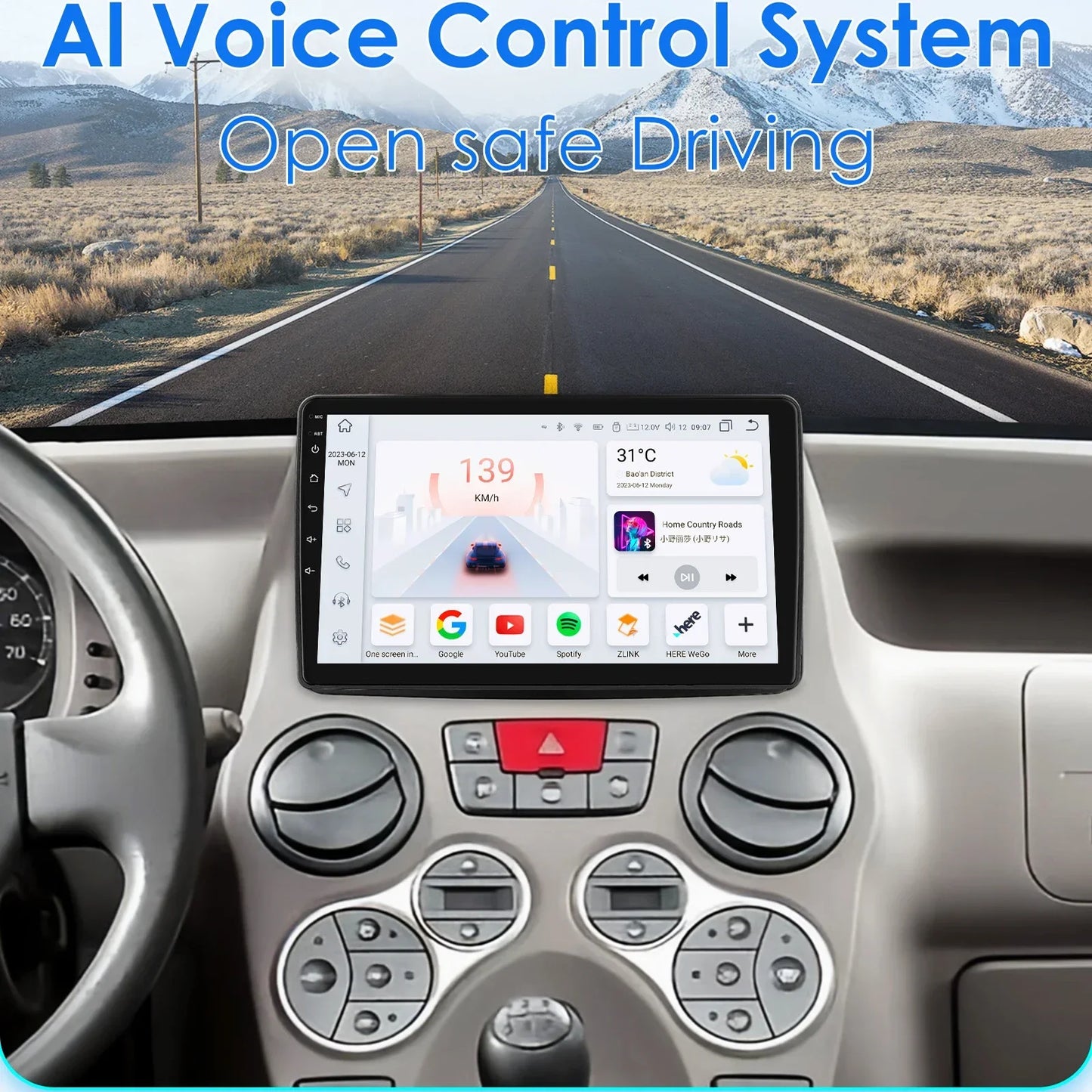 Autoradio GPS Android CarPlay da 9" per Fiat Panda 2003-2012