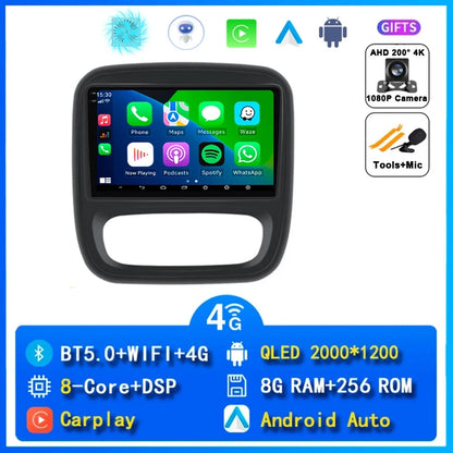 Autoradio Android 14 da 9" con CarPlay per Renault Trafic 3 2014-2021, Opel Vivaro B, 2014-2018