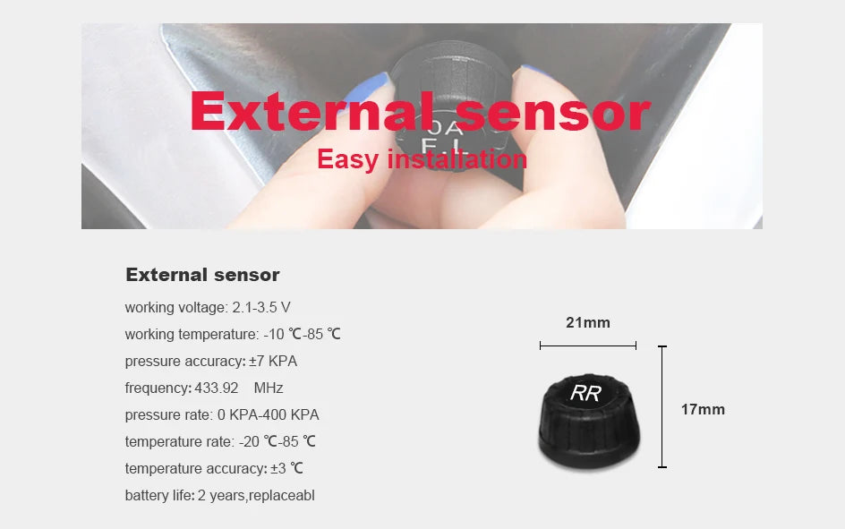 Sistema TPMS USB para Navegación Android ACCEO con 4 Sensores