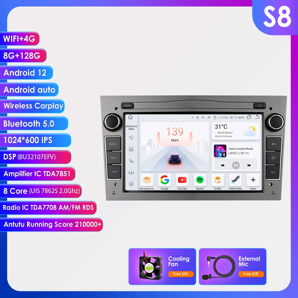 Autoradio da 7" per Opel Astra H/J 2004-2010 Corsa C/D 2004-2013