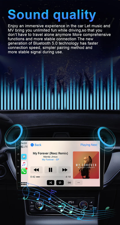 Autoradio Android 10.2" 1 Din para Renault Latitude y Renault Laguna - CarPlay, 5G Wifi, Mirror Link
