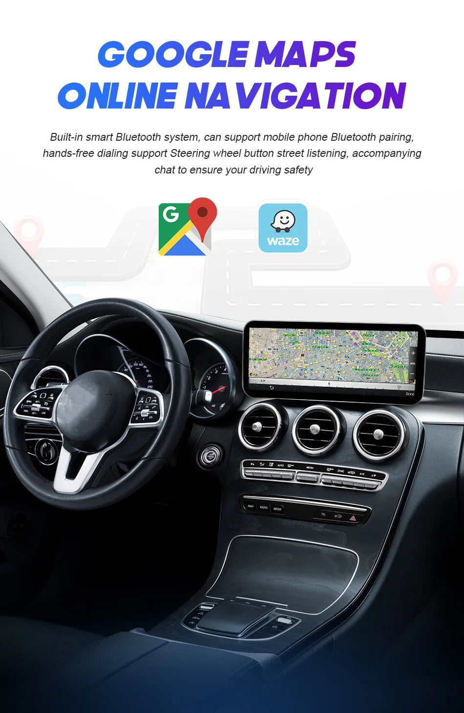 Radio Android 14 8.8” 2 Din per Mercedes Classe C W204 2011-2014 – CarPlay, GPS e WIFI